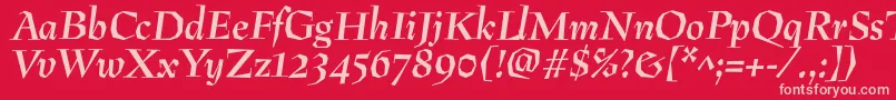 Fonte PreissigantikvaBolditalic – fontes rosa em um fundo vermelho