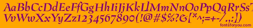 フォントPreissigantikvaBolditalic – オレンジの背景に紫のフォント