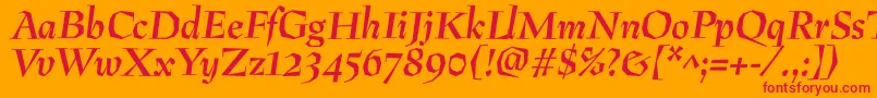 PreissigantikvaBolditalic-fontti – punaiset fontit oranssilla taustalla