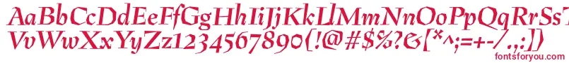 Шрифт PreissigantikvaBolditalic – красные шрифты на белом фоне