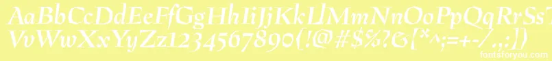 フォントPreissigantikvaBolditalic – 黄色い背景に白い文字