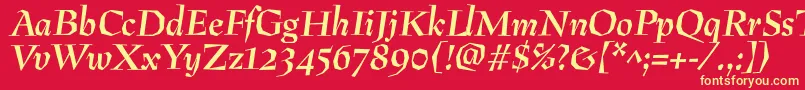 PreissigantikvaBolditalic-fontti – keltaiset fontit punaisella taustalla