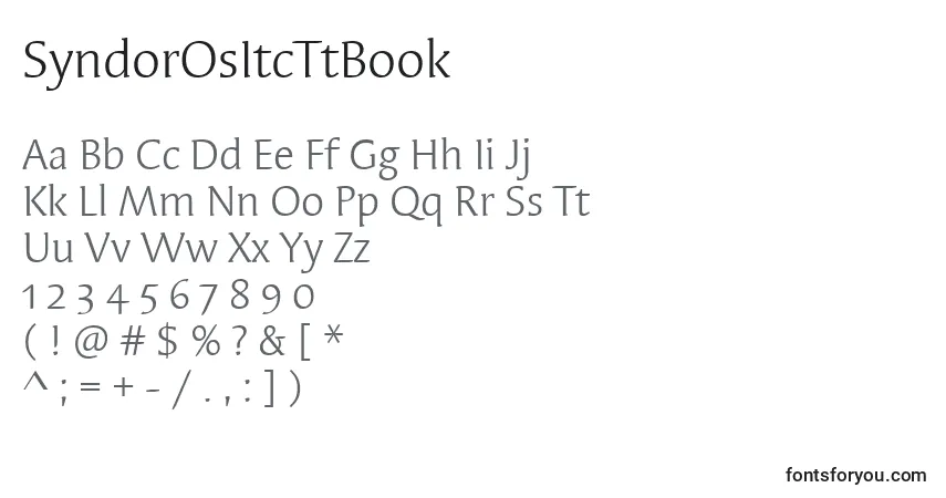Шрифт SyndorOsItcTtBook – алфавит, цифры, специальные символы