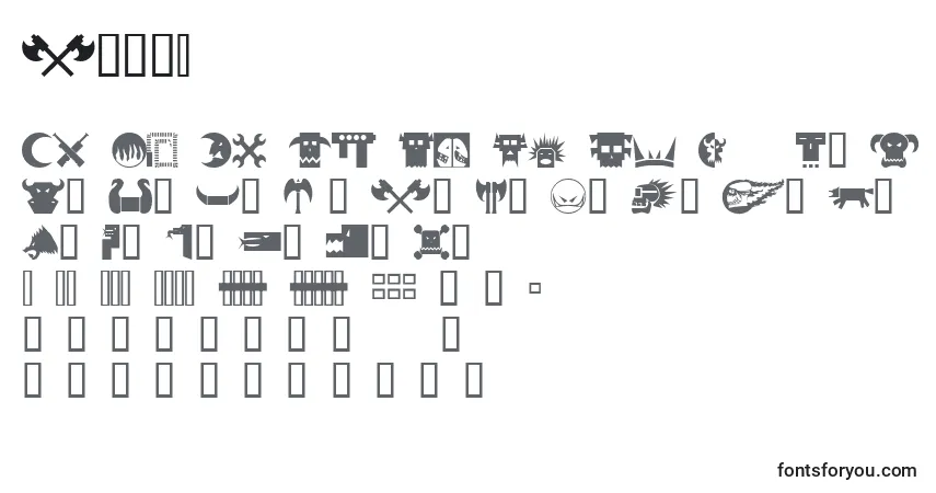 Czcionka Orky1 – alfabet, cyfry, specjalne znaki