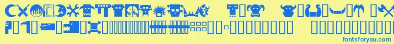 Orky1-Schriftart – Blaue Schriften auf gelbem Hintergrund
