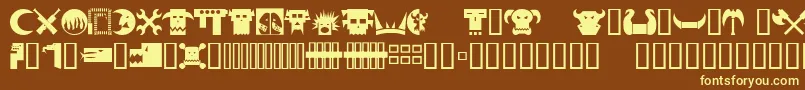 Orky1-Schriftart – Gelbe Schriften auf braunem Hintergrund