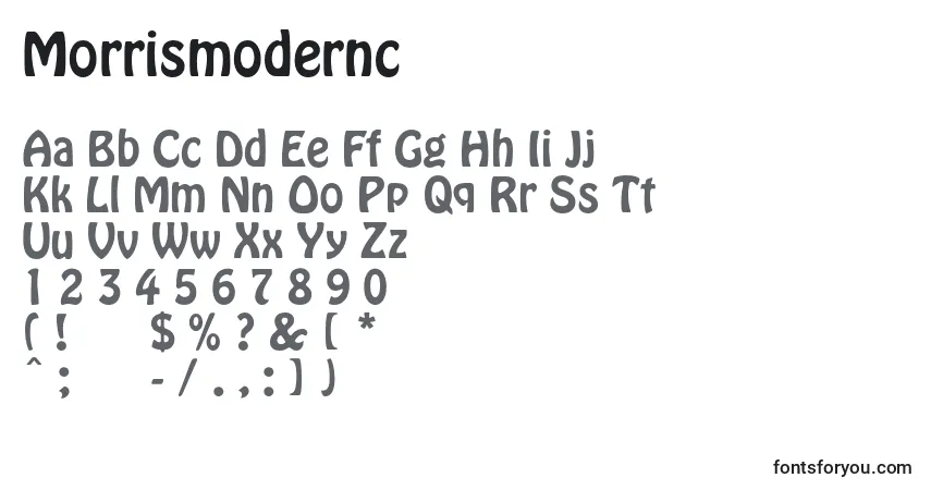 Morrismodernc-fontti – aakkoset, numerot, erikoismerkit
