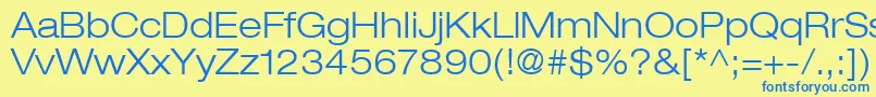 HelveticaLt43LightExtended Font – Blue Fonts on Yellow Background