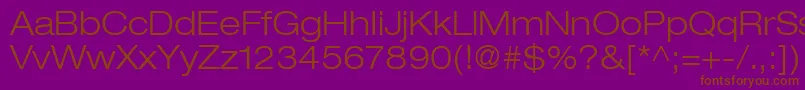 HelveticaLt43LightExtended Font – Brown Fonts on Purple Background