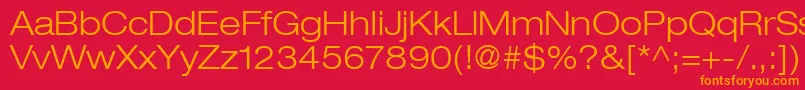 HelveticaLt43LightExtended Font – Orange Fonts on Red Background