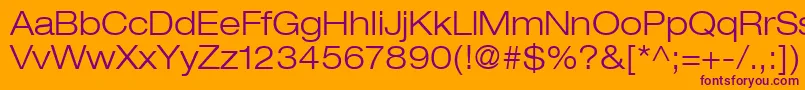 HelveticaLt43LightExtended Font – Purple Fonts on Orange Background