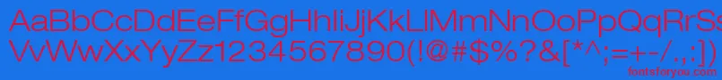 HelveticaLt43LightExtended Font – Red Fonts on Blue Background