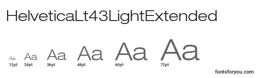 Размеры шрифта HelveticaLt43LightExtended
