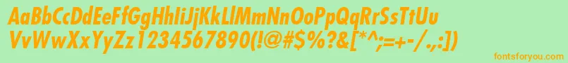 FuturaLtCondensedBoldOblique Font – Orange Fonts on Green Background