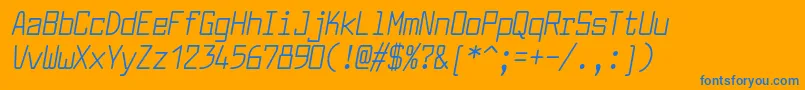 LarabiefontcdItalic-Schriftart – Blaue Schriften auf orangefarbenem Hintergrund