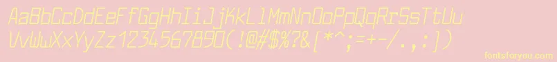 LarabiefontcdItalic-Schriftart – Gelbe Schriften auf rosa Hintergrund