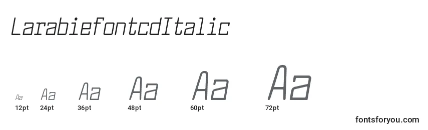Размеры шрифта LarabiefontcdItalic