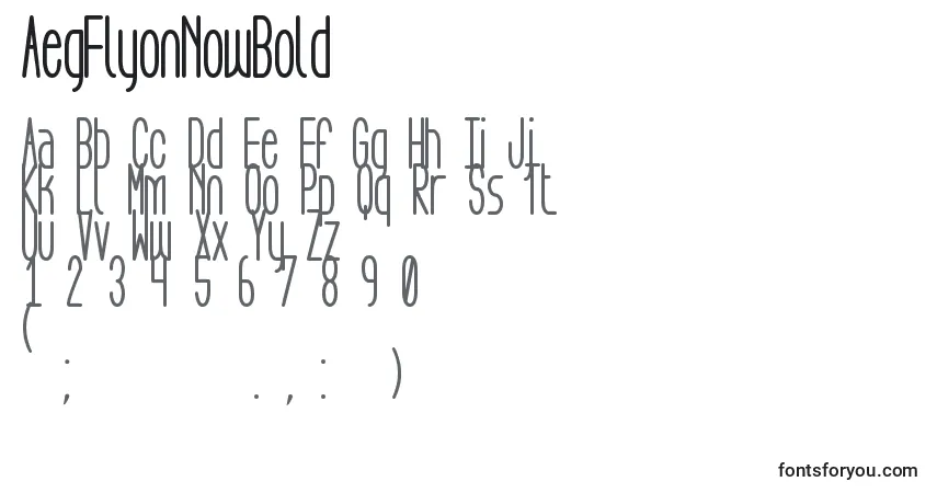 Schriftart AegFlyonNowBold – Alphabet, Zahlen, spezielle Symbole