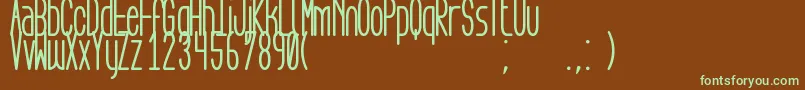 フォントAegFlyonNowBold – 緑色の文字が茶色の背景にあります。