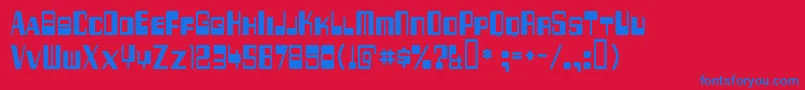 256-Schriftart – Blaue Schriften auf rotem Hintergrund