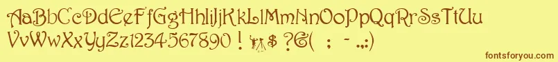 Подробнее о шрифте HarringtonRegular Шрифт HarringtonRegular – коричневые шрифты на жёлтом фоне