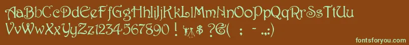 HarringtonRegular Font – Green Fonts on Brown Background