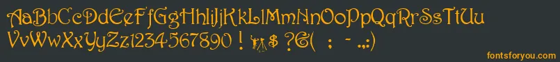 フォントHarringtonRegular – 黒い背景にオレンジの文字