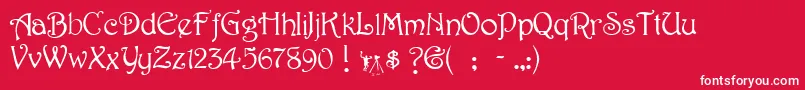 HarringtonRegular-Schriftart – Weiße Schriften auf rotem Hintergrund