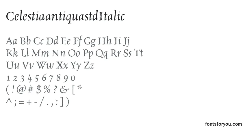 Schriftart CelestiaantiquastdItalic – Alphabet, Zahlen, spezielle Symbole