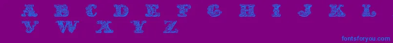 Exotica-Schriftart – Blaue Schriften auf violettem Hintergrund