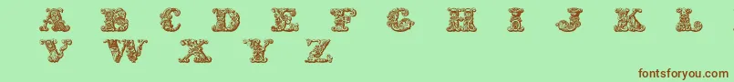 フォントExotica – 緑の背景に茶色のフォント