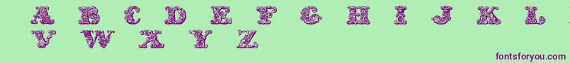 フォントExotica – 緑の背景に紫のフォント