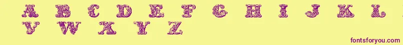 Czcionka Exotica – fioletowe czcionki na żółtym tle