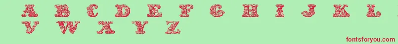 フォントExotica – 赤い文字の緑の背景