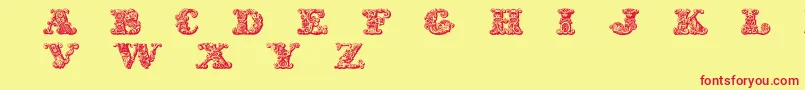 Czcionka Exotica – czerwone czcionki na żółtym tle