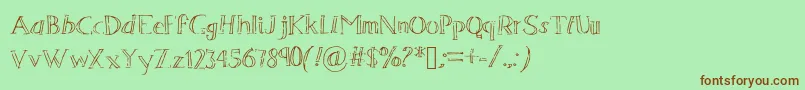 Sevenmagpies-fontti – ruskeat fontit vihreällä taustalla