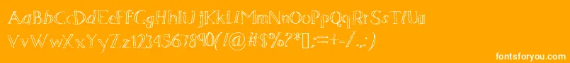 Sevenmagpies-Schriftart – Weiße Schriften auf orangefarbenem Hintergrund