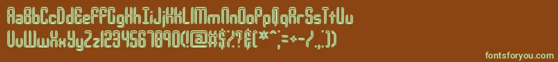 フォントUrcompi – 緑色の文字が茶色の背景にあります。