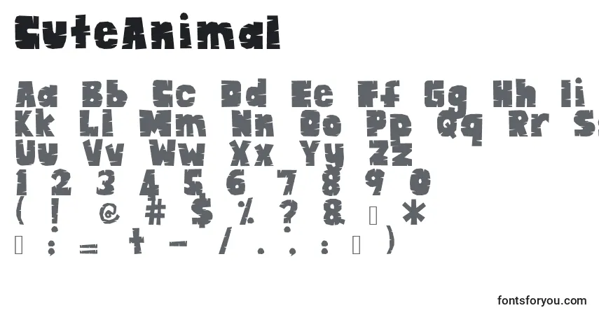 A fonte CuteAnimal – alfabeto, números, caracteres especiais