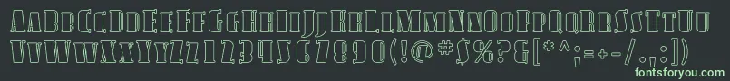 AvondaleScOutline-fontti – vihreät fontit mustalla taustalla