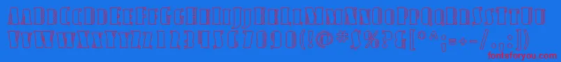 AvondaleScOutline-Schriftart – Rote Schriften auf blauem Hintergrund