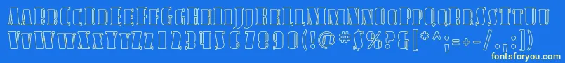 フォントAvondaleScOutline – 黄色の文字、青い背景