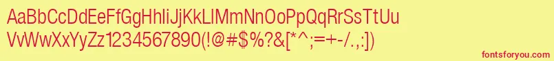 SansLightCond Font – Red Fonts on Yellow Background