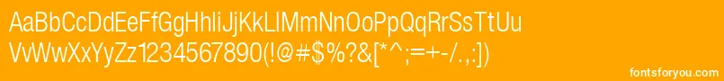 SansLightCond Font – White Fonts on Orange Background