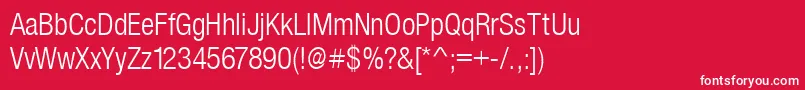 SansLightCond Font – White Fonts on Red Background