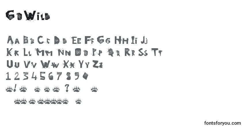 Шрифт GoWild – алфавит, цифры, специальные символы