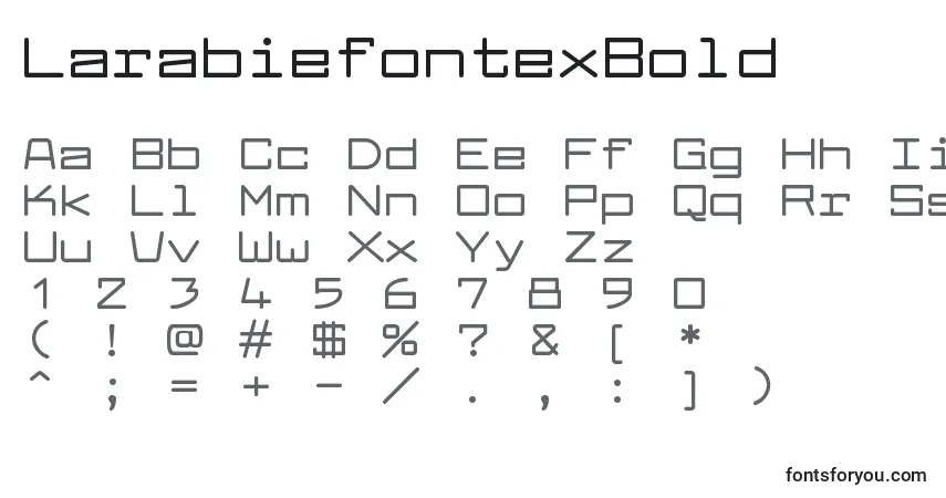 A fonte LarabiefontexBold – alfabeto, números, caracteres especiais