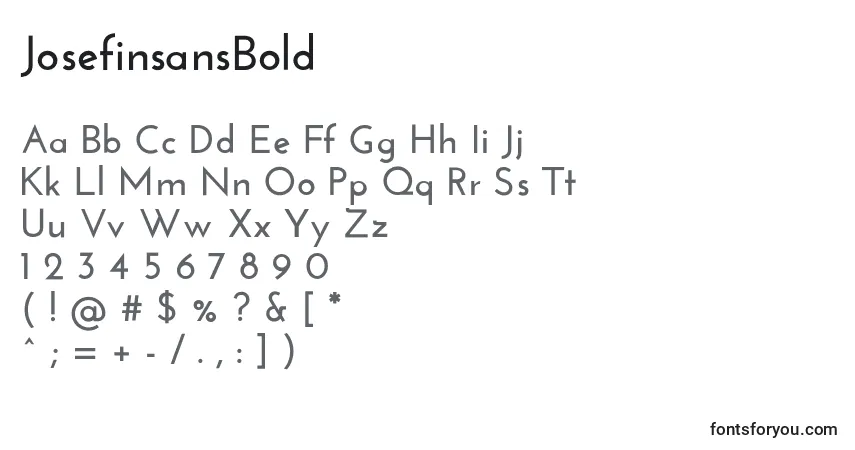 Czcionka JosefinsansBold – alfabet, cyfry, specjalne znaki