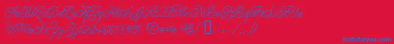 Czcionka CacLaskoCondensed – niebieskie czcionki na czerwonym tle