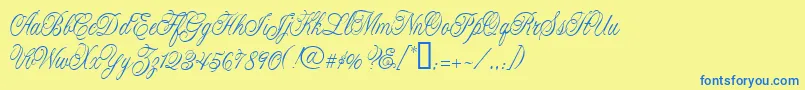 CacLaskoCondensed Font – Blue Fonts on Yellow Background
